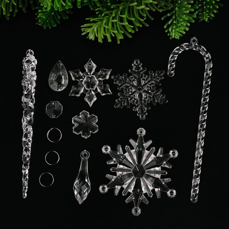 20PCS Clear Shatterproof Icicle Christmas Ornament Durable Portable Hanging Decors For Tree Door Curtain Holiday Decoration
