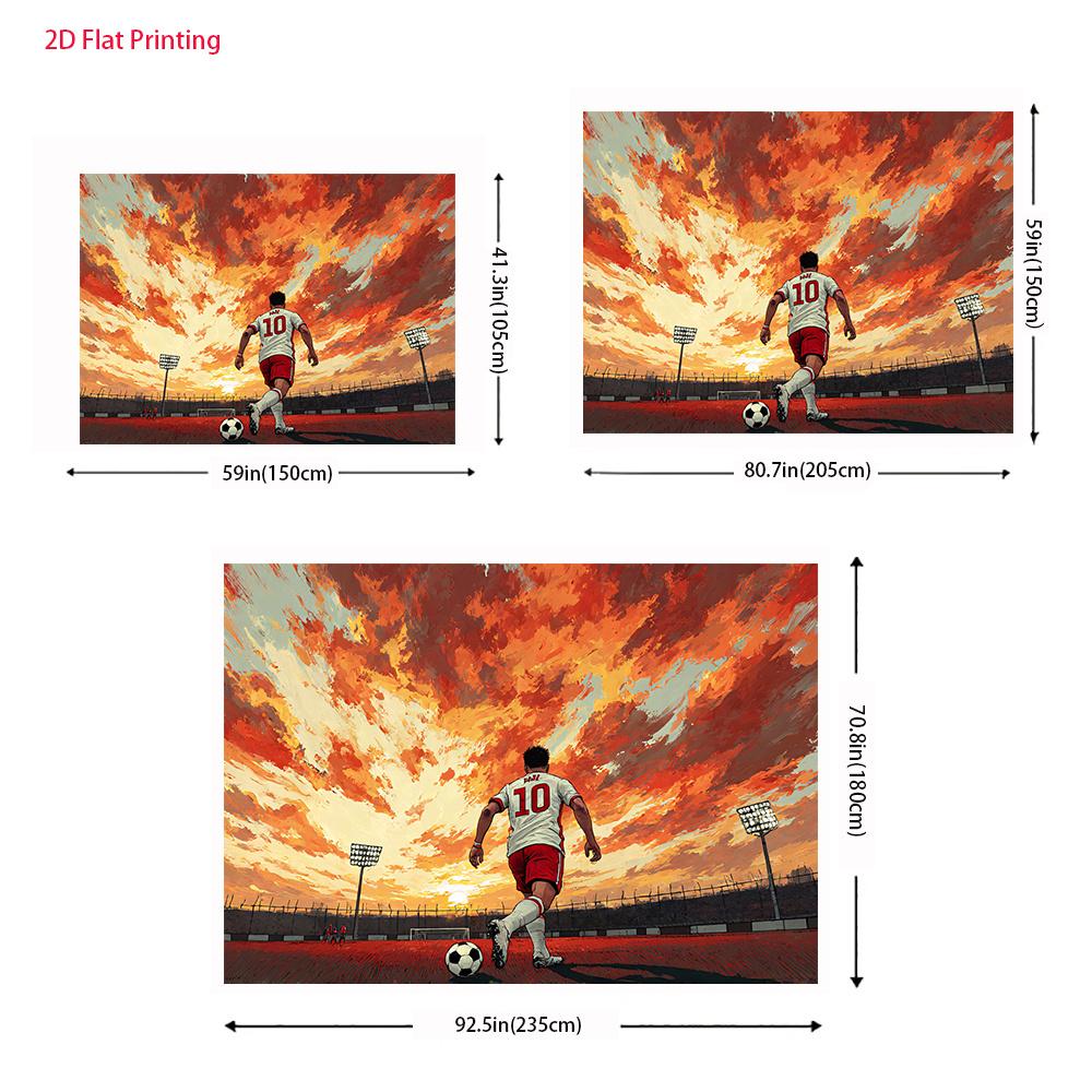 2D Plane One Vivid Scene of a Football Player's Action Used As the Background Fabric for the Banner
