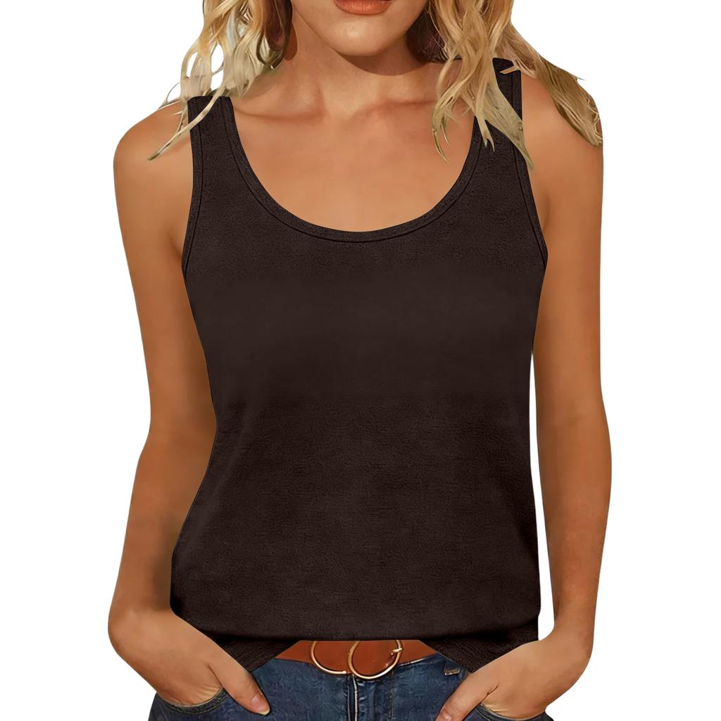 Women's Casual Tunic Tops To Wear With Leggings Sleeveless Summer Color Shirts Tanks Blouses