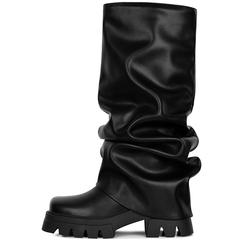 

Новые Роскошные Ботильоны с Круглым Носком на Массивном Каблуке, Складные, Женские, Модные, для Уличной Фотосессии, INS, Металлические, для Ночного Клуба, Женские 43