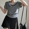 Korean Chic Sailor Collar Knit Top - Women's Slimming Loose Fit, Short Sleeve Summer Design
