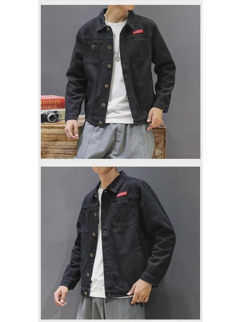 Men's Trendy Denim Jacket: Spring & Autumn Hong Kong Street Style, Loose Fit, Handsome Student Workwear