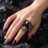 BLINGBAY Damen Vintage Gothic Spinnenring Schwarzer Edelstein Statement Verstellbarer Finger Schmuck für Halloween Party