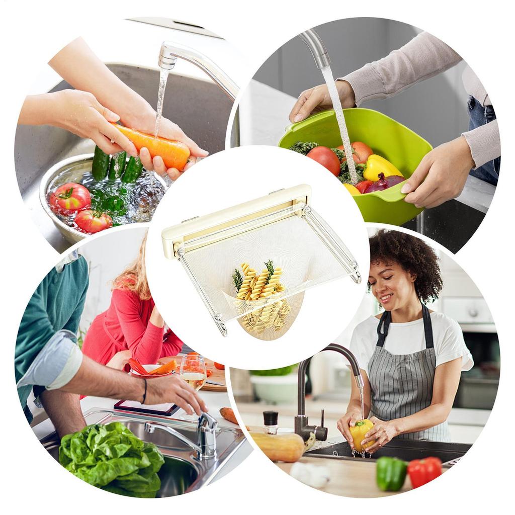 Food Catcher for Kitchen Sink with 100 Pieces Filter Bag Fine Mesh Large Load Bearing Sink Strainer Basket Holder for Tea Dregs