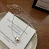 S925 Sterling Silver Knock Face Water Drop Necklace Wind Fashion Simple Personality Collarbone Chain