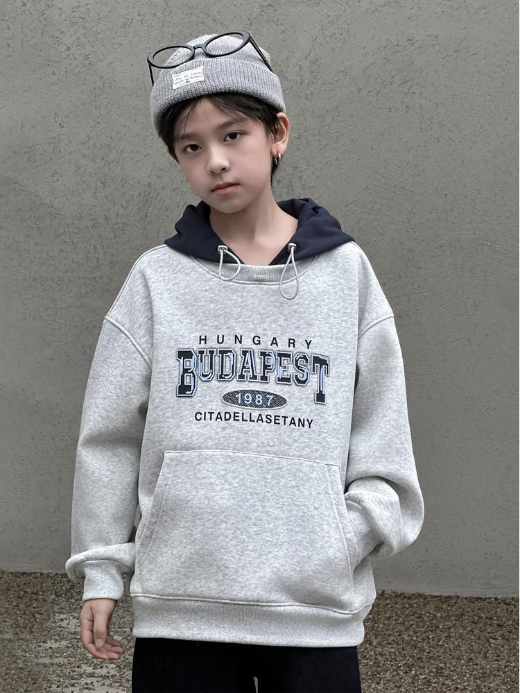 2025 Autumn/Winter Unisex Korean Style Fleece Hoodie for Medium & Large Children