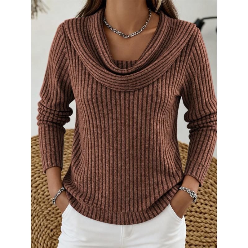 DICFY Women's Fashion Casual Long Sleeve U-Neck Blouses & Shirts