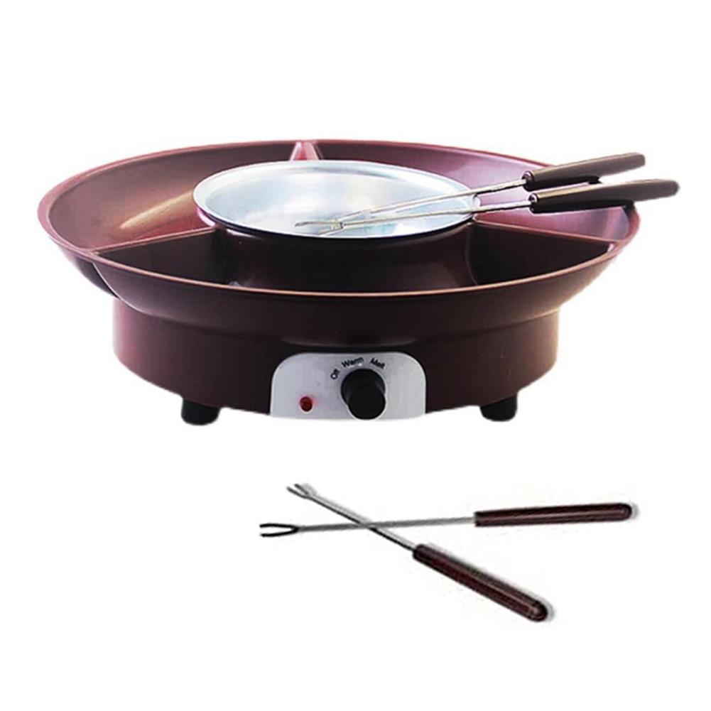 ABIYY-Fondue Pot Set,Electric Chocolate Fondue Maker with 4 Forks, Cheese Melting Fondue Machine Kit,Temperature Ctrol.EU Plug