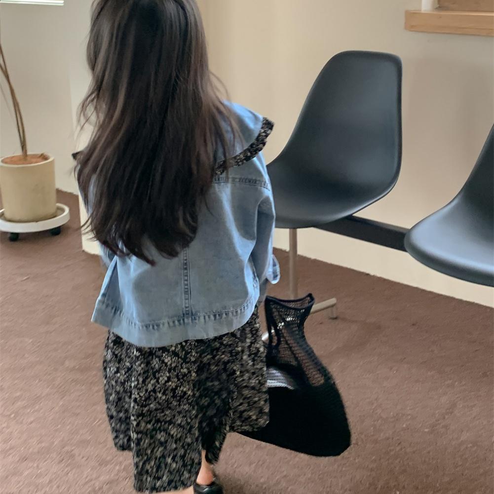 Children Girls Clothing Sets Autumn Kids Clothes Cute Lapel Denim Jacket Floral Dress 2Pcs Toddler Girl Clothing