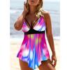 2024-es új nyári női retro 3D nyomtatású strandruha fürdőruha női hát nélküli sling fürdőruha női, magas derekú, kétrészes Tankini