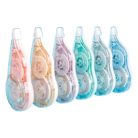 6Pcs Correction Tape Roller Set Smooth Compact Design No Drying Time Adhesive Grooves Built-in Roller Adhesive Tape