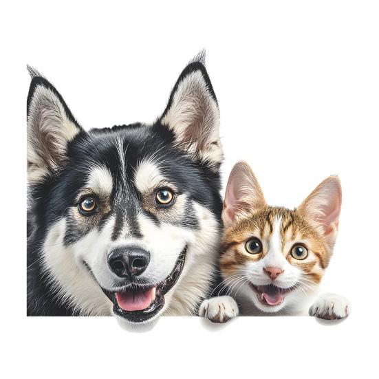 

Peeping Husky Cat Window Sticker UV-Resistant Waterproof PVC Removable Dog Kitten Glass Door Decorative Decal A