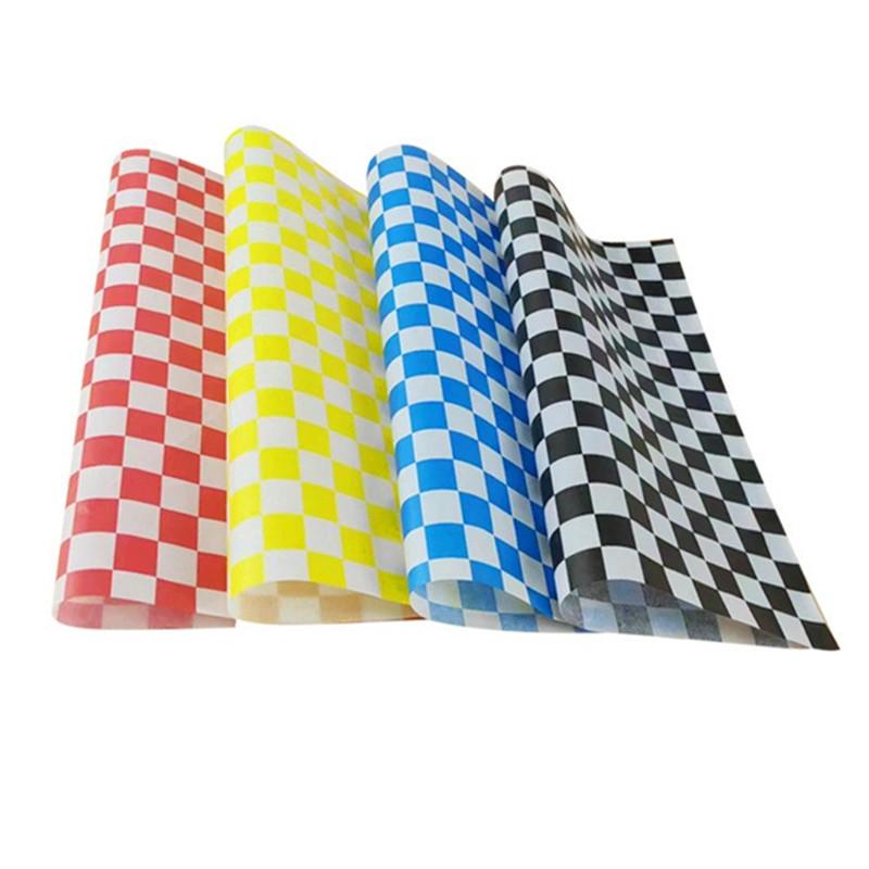 50 Stück 18x18cm Quadratische Ölbeständige Papiere Klassisches Karomuster Backen Kuchen Brot Sandwich Verpackung Ölabsorbierende Gebäckunterlagen