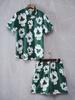 Men's Summer Palm Tree Tropical Plant Shirt Hawaiian Shirt 2-Piece Set Short Sleeve Shorts Lapel Tropical Fashion Casual Holiday