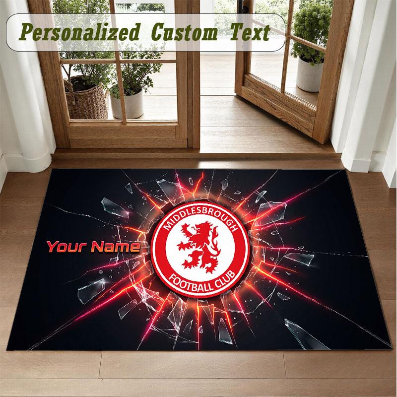 Crystal Velvet Square Rug Custom NameMiddlesbrough FC Pattern Non Slip Home Floor Decor Rug