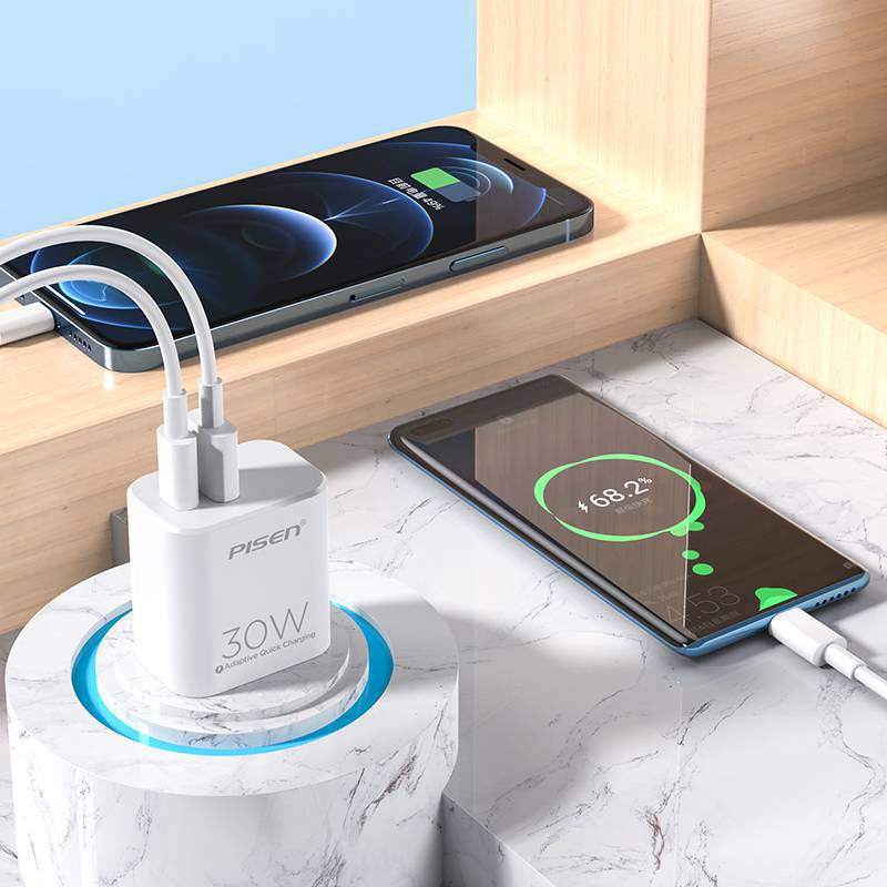 Pinsheng Charger 30W Dual Port Charging Head IPhone14 Fast Charging Suitable for Apple 13promax12 Phone