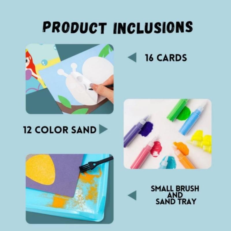 Educational Diy Sand Painting Kit—12 Colors For Kids' Art & Concentration