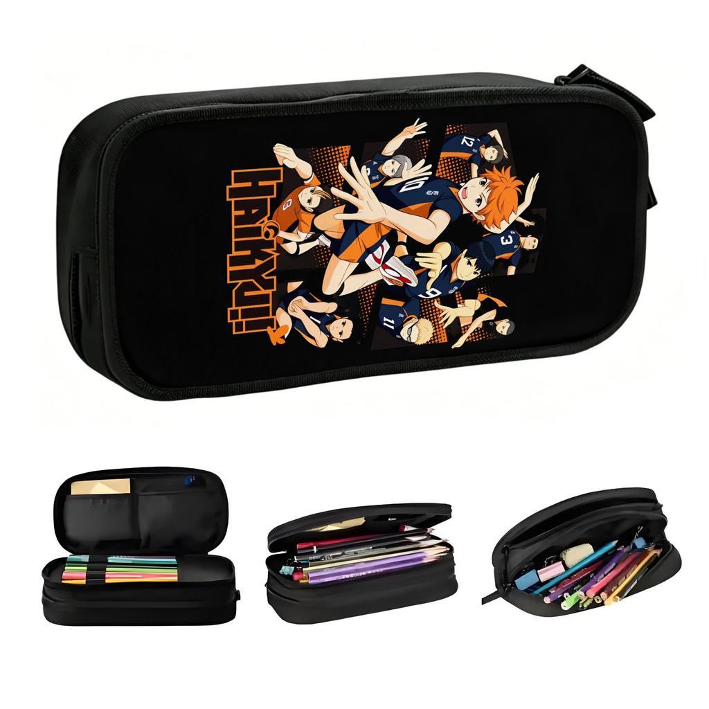 Cartoon Haikyuu Anime Kawaii Pencil Case Girls Boys Large Storage Manga Pencil Box Students Stationery