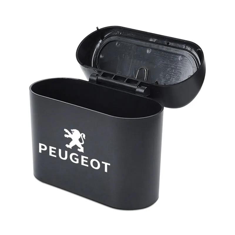 For Peugeot Car Portable Trash Can Auto Logo Sundries Storage Box For Peugeot 408 4008 308 3008 Rifter 5008 508 2008 208 301 RCZ