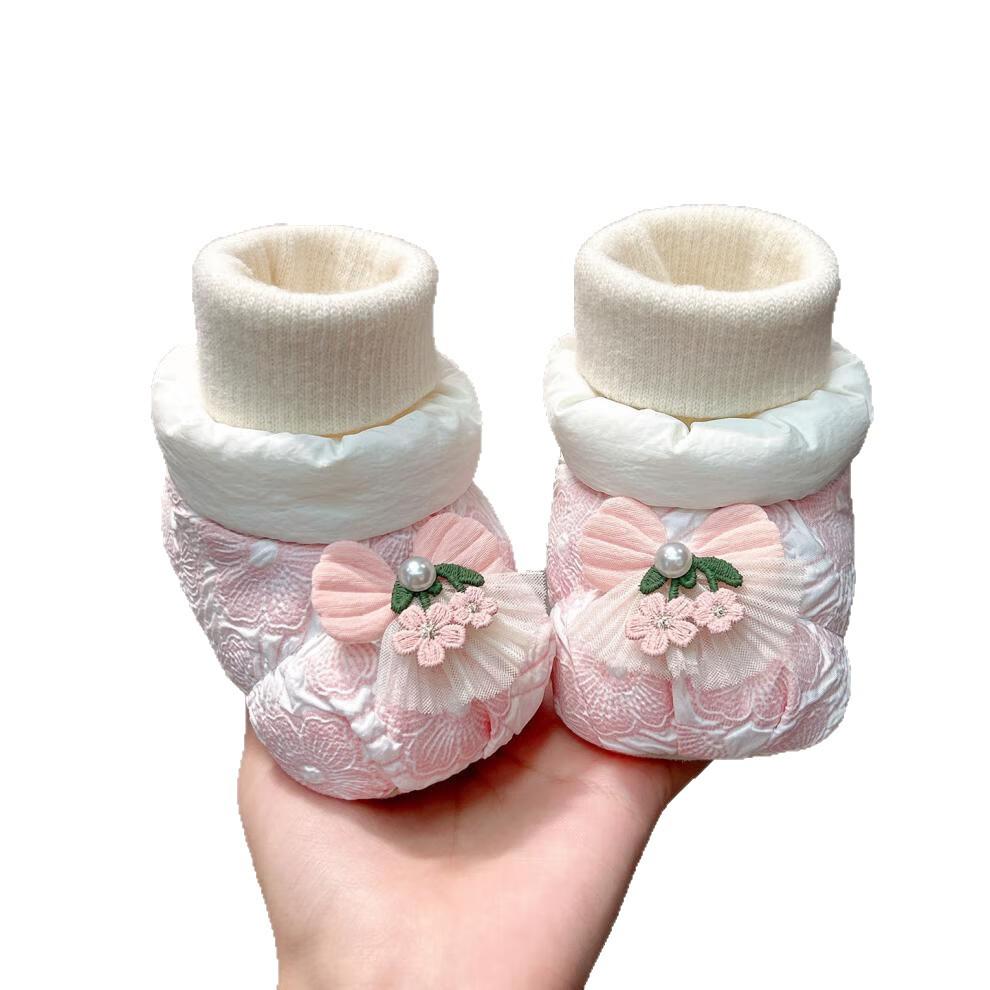 Soft Sole Velvet Baby Shoes for Girls, 6-12 Months, Warm and Non-Shedding