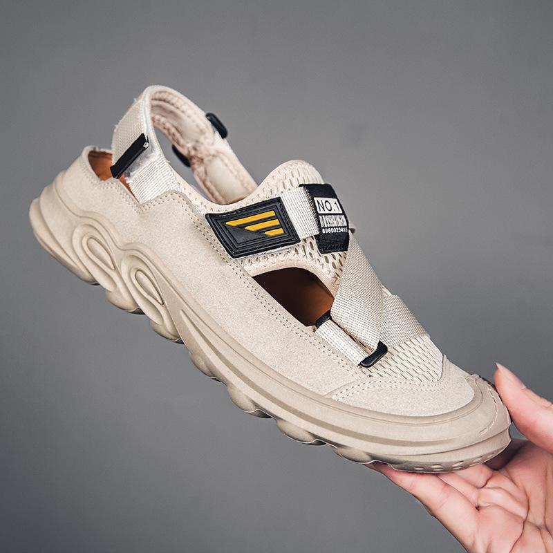 

2021 summer new traceway men s shoes beach shoes men s sandals hollowed out casual breathable spot beach fashion slippers 44 хаки