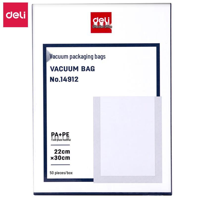 Deli Vacuum Sealer Bags, 22x30cm, 50-Pack CN plug (adapter included)
