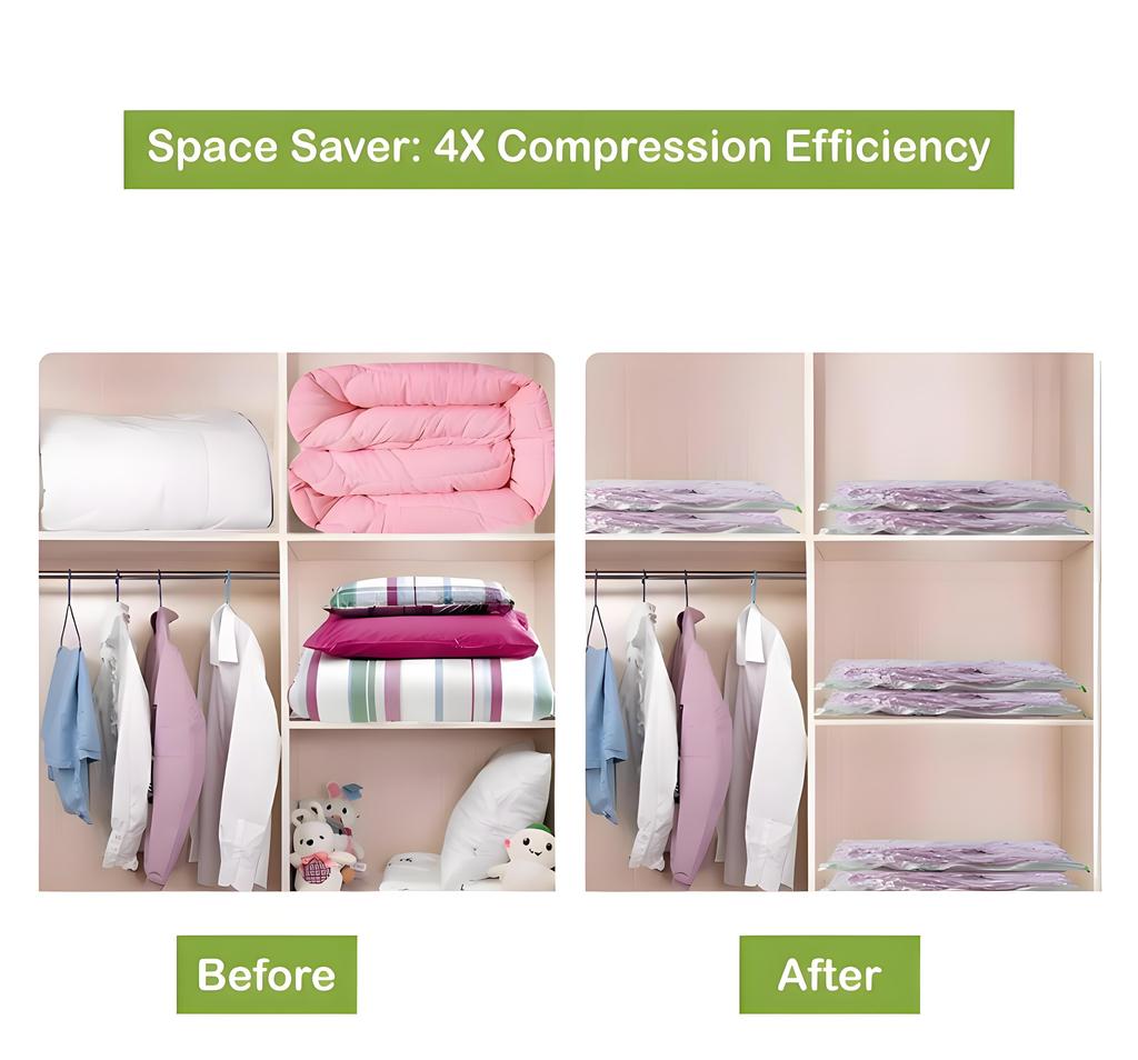 Vacuum Storage Bags, Vacuum Sealing Bags Clothes Organizer, Compression Pack Bag Fit Clothing Bedding - Travel Vacuum Bags