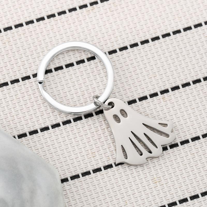 Cute Cartoon Ghost Stainless Steel Keychain Halloween Style Fashion Couple Pendant Practical Backpack Gift