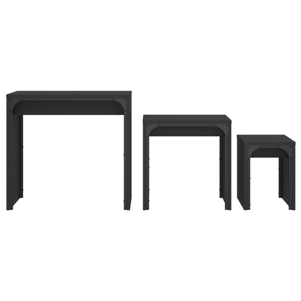 Nesting Tables Set 3 pcs Black Particleboard