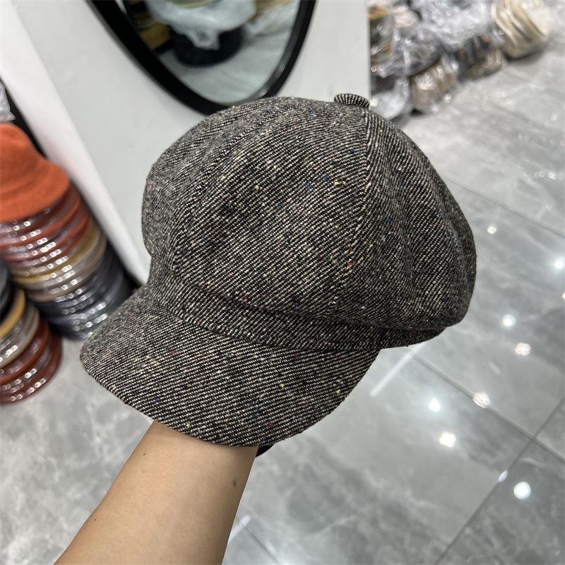 

Берет Женская Шляпа из Британской Шерсти Женская Ретро Восьмиугольная Шляпа Мужская Осенне-Зимняя Модная Уличная Кепка для Повседневной Носки M（56-58cm）