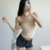 Tube top one-word collar pleated outer wear summer dopamine slim top women's summer sexy babes waist vest double layer