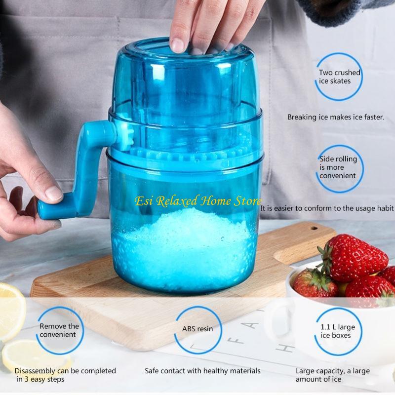 B46E Household Mini Easy Ice Shavers Crusher Handheld Snow Manual Crushing Ice Machine Fried Ice Machine Kitchen Tool