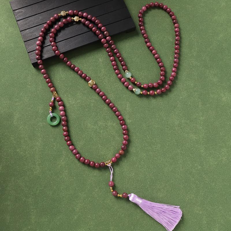 Original crossbody chain Yabai Buddha bead fringed necklace retro sweater chain back chain cheongsam accessories