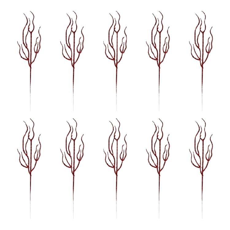 10pcs Textured Plastic Stems Glittering Christmas Picks Artficial Flower Leave Spring Festival Decoration