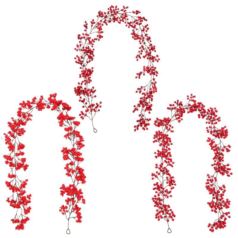 Artificial Red Berry Vine Garland Christmas Decor Holiday Party Home Wedding Styling
