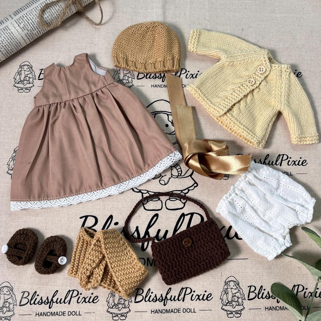 BlissfulPixie Handmade Waldorf Doll Clothes 30cm Clothing Set with Nice Box Girls Christmas Birthday Gift Dotty Clothing Accessories -