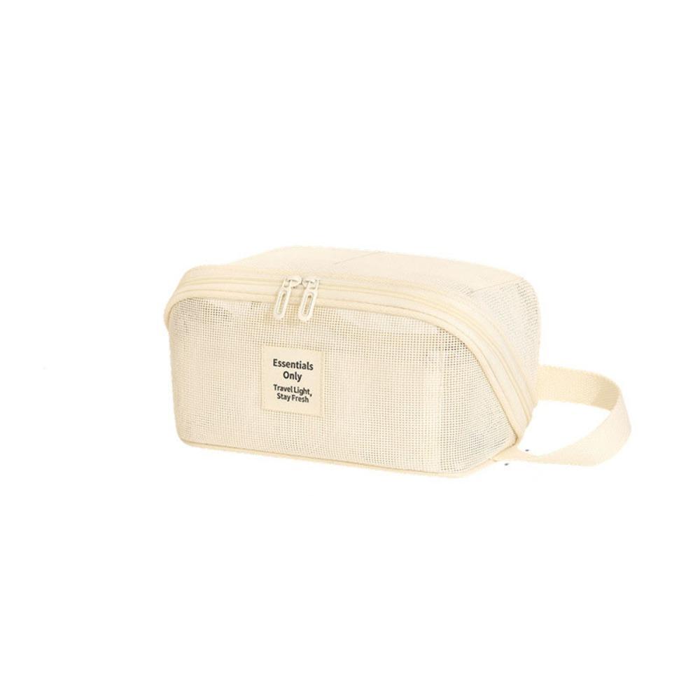 Lightweight Mesh Makeup Bag Zipper Large Capacity Transparent Mesh Cosmetic Bag Handheld Square Toiletry Storage Bag