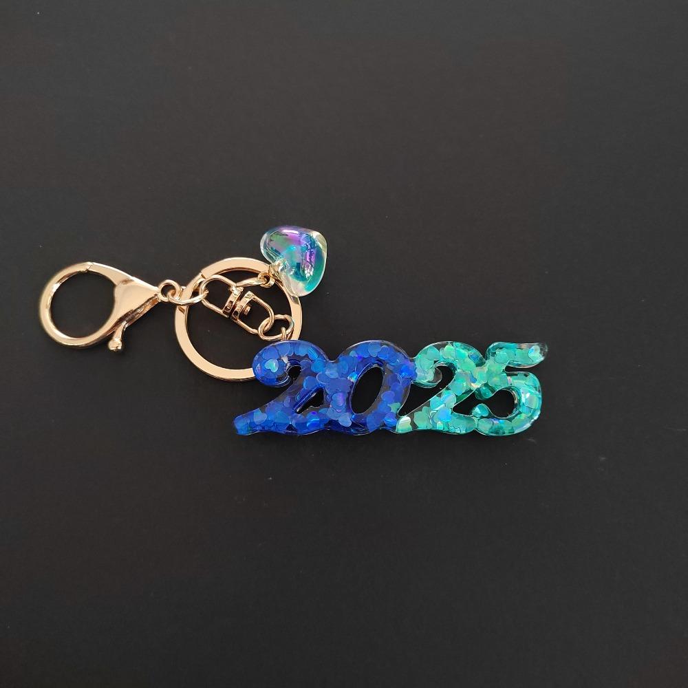 Colorful Sequins Good Luck Pendant 2025 New Year Keyring Bag Charms New Year Keychain  Kids