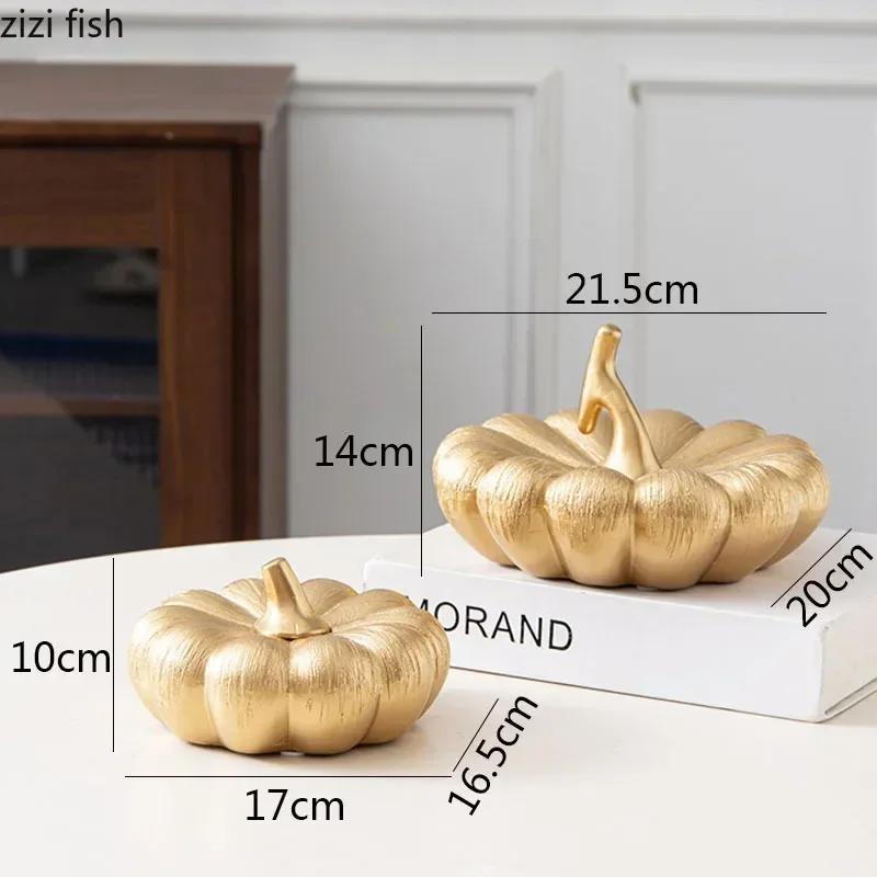 Creative Pumpkin Sculpture Ornaments Ceramic Crafts Desktop Fruit Statues Living Room Figurines Home Decoration Ornaments