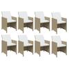 Vidaxl 9-Cz. Garden Furniture Set With Cushions, Poly Rattan, Beige