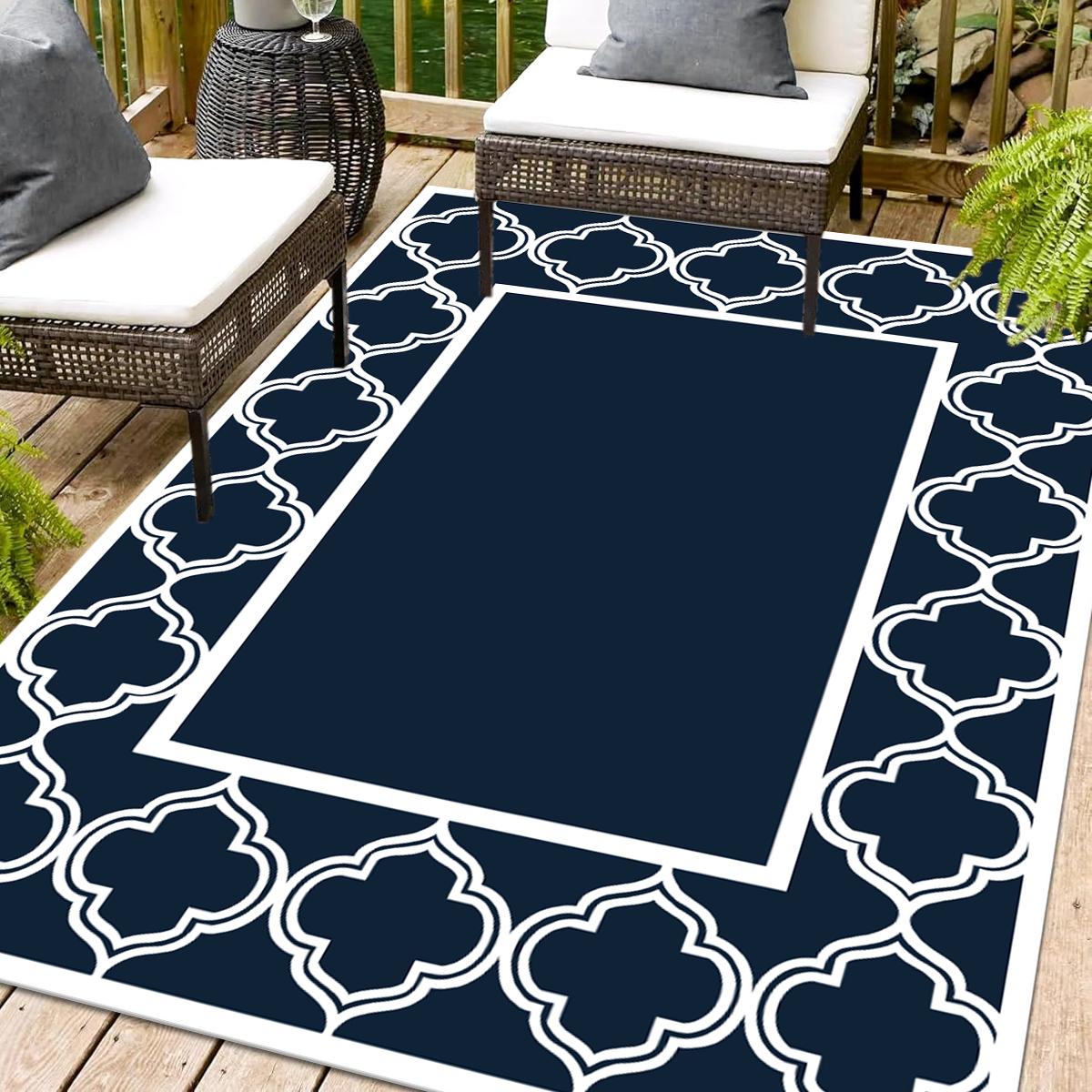 Omkeerbaar Dubbelzijdig Waterdichte Plastic Stro Mat PP Geweven Terras Kleed Voor Familie Picknick Kamperen Strand 122x183cm 4x6ft