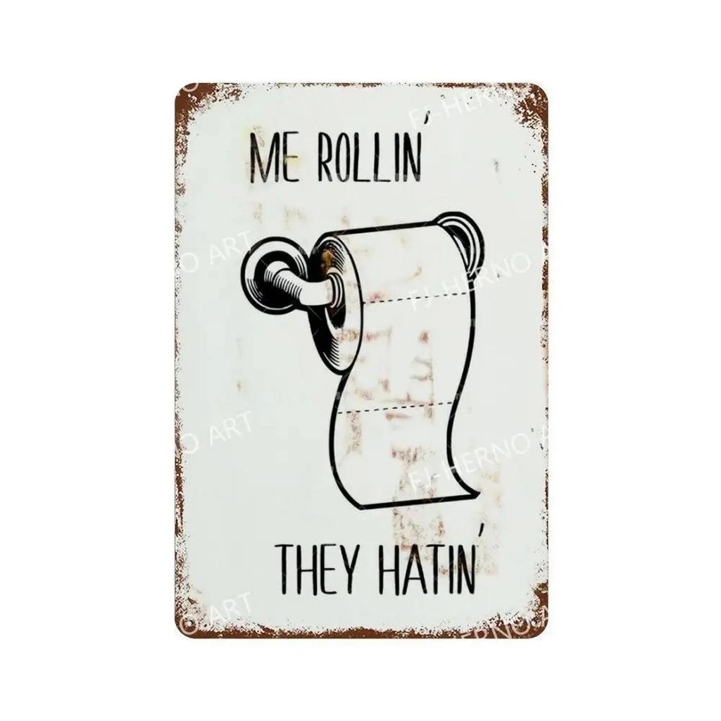 Letrero de Metal HD Divertido Decoración de Pared para Baño Retro Humor de Baño Señal WiFi Lávate las Manos para Baño Bar Cafetería