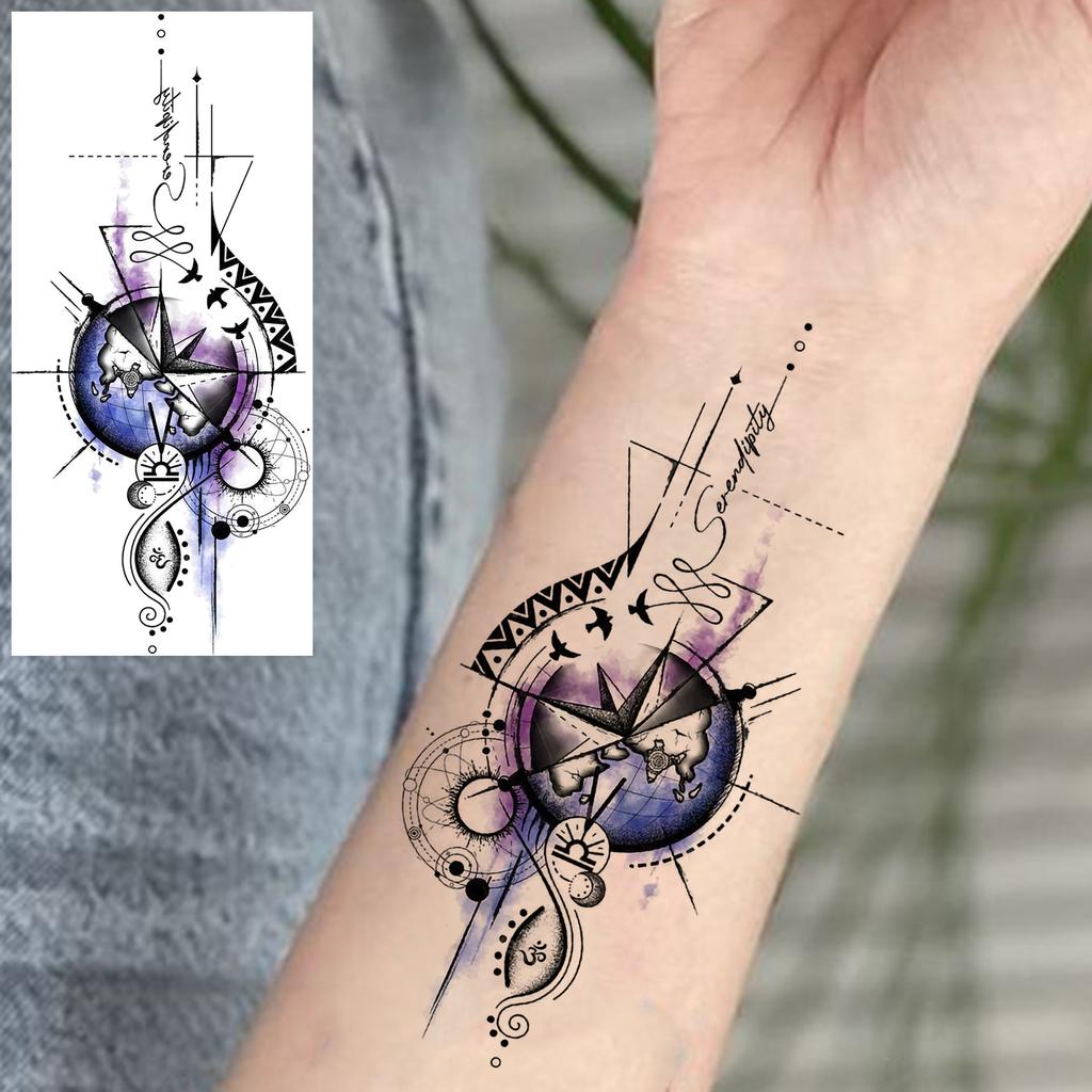 1 Foglio Tatuaggi Temporanei Vichingo Maori Drago Totem per Uomo Avambraccio Collo, Adesivi Tatuaggio Finti Temporanei Impermeabili Tatuaggi Realistici