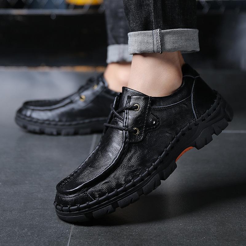 Business Formal Shoes 100% Cow Leather Casual Shoes Winter Men Loafers Slip On Fashion Moccasins Outdoor Tooling shoes