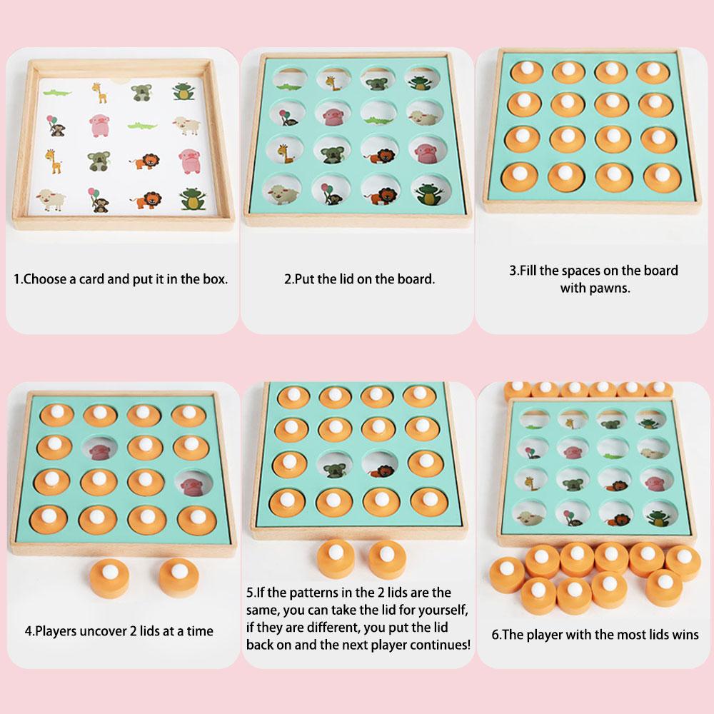 Matching Toy  Wooden Memory Chess Board Game For Parent-child Interactive, Early Learning Montessori Educational Toy For 3+ Year