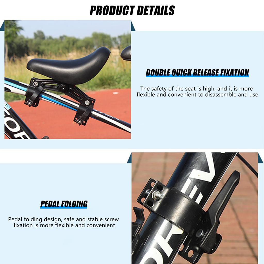 Bike Front Mount Child Seat Adjustable Sponge Front Mounted Bicycle Seats Fit for Most Types of Bicycles
