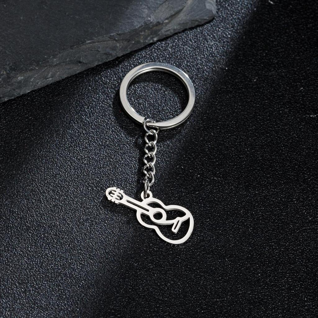 Retro Guitar & Violin Keychain: Stainless Steel 201 Music Festival Bag Charm for Men & Women