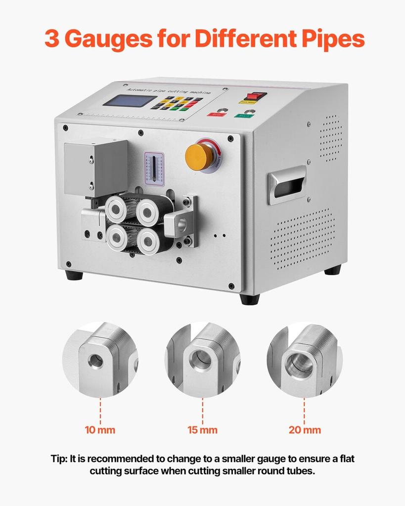 Auto Heat-Shrink Tube Cutter, Automatic Pipe Cutting Machine with LCD Display, 1mm-20mm Cutting Diameter, 0.1mm-99999.9mm Cutting Length, Ideal for