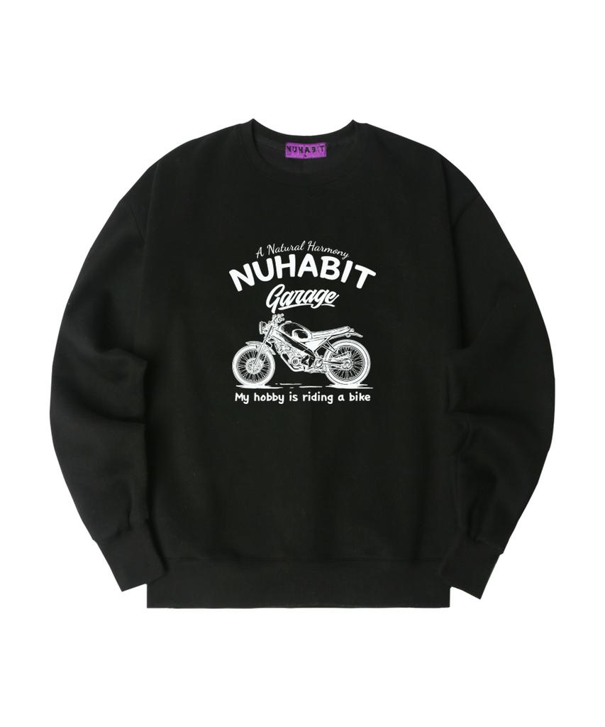 NUHABIT N/H Riding A Bike Oversized Fleece-Lined Sweatshirt_Black (Som4-4Nh1202)