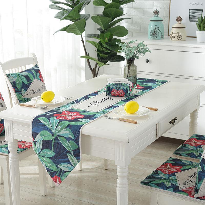 Nordic Style Living Room TV Cabinet Cover Towel Small Fresh Printed Pattern Table Runner New Linen Home Decoration Table Runner